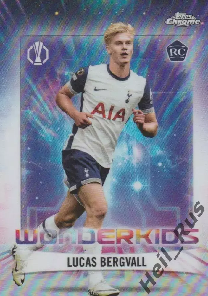 Футбол. Карточка Лукас Бергвалль (Тоттенхэм Хотспур) Лига Европы 2024-25 TOPPS