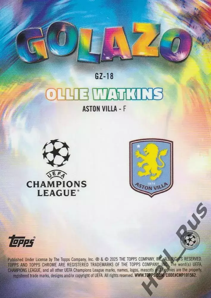 Футбол. Карточка Ollie Watkins/Олли Уоткинс (Астон Вилла) Лига Чемпионов 2024-25 1