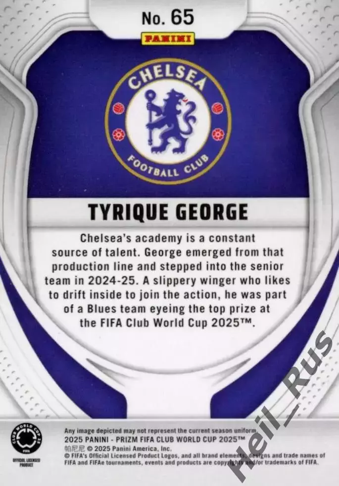 Футбол. Карточка Tyrique George/Тайрик Джордж Челси Клубный Чемпионат Мира 2025 1