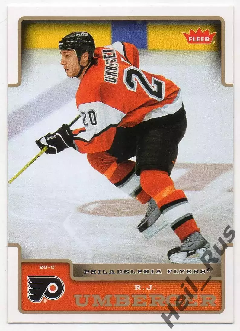 Хоккей Карточка Ар Джей Амбергер Philadelphia Flyers/Филадельфия Флайерз НХЛ/NHL