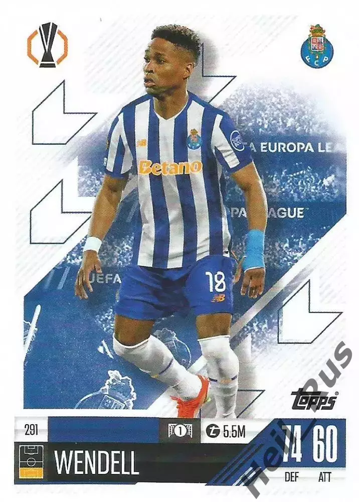 Футбол. Карточка Wendell/Венделл Porto/Порту, Байер 04 Лига Европы 2024-25 TOPPS
