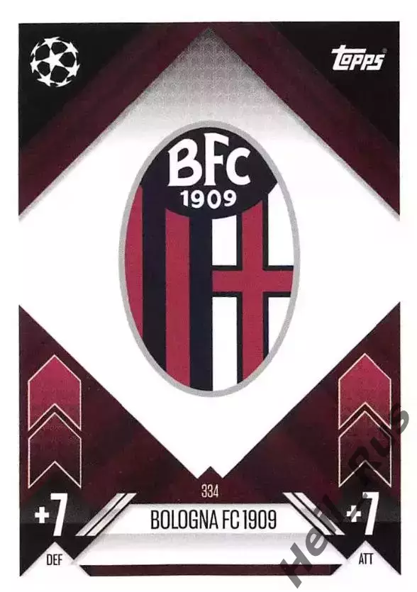 Футбол. Карточка Логотип/Эмблема Bologna FC/Болонья Лига Чемпионов 2024-25 TOPPS