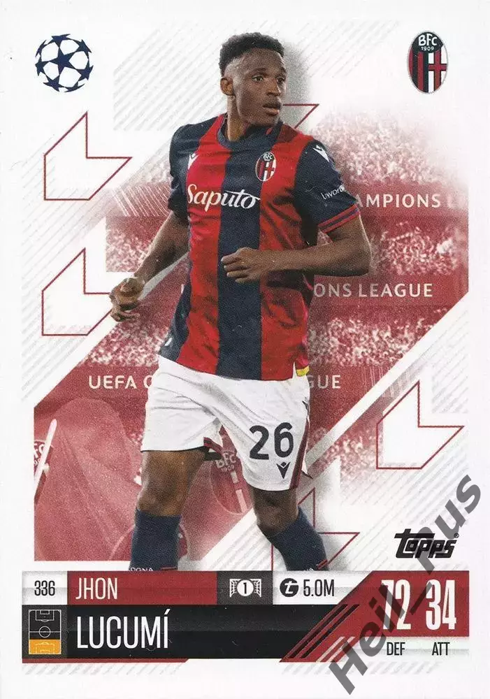 Футбол. Карточка Jhon Lucumi/Джон Лукуми (Болонья) Лига Чемпионов 2024-25 TOPPS