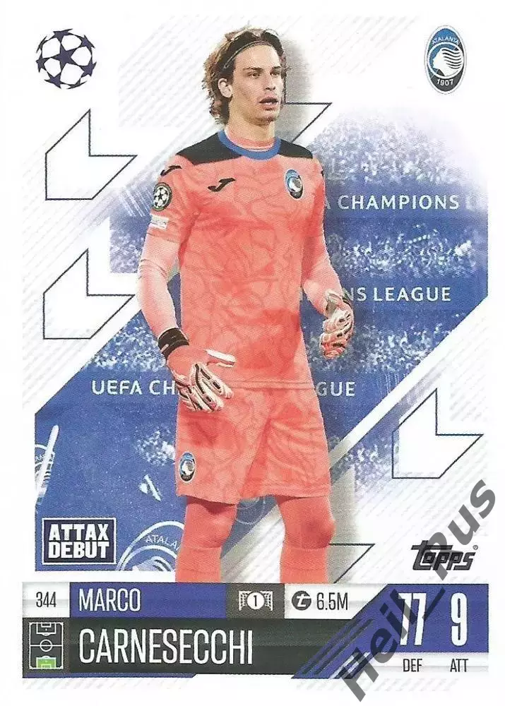 Футбол Карточка Марко Карнесекки Аталанта/Кремонезе Лига Чемпионов 2024-25 TOPPS