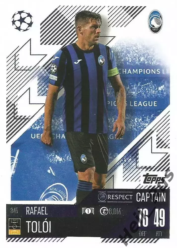 Футбол. Карточка Rafael Toloi/Рафаэл Толой Аталанта Лига Чемпионов 2024-25 TOPPS