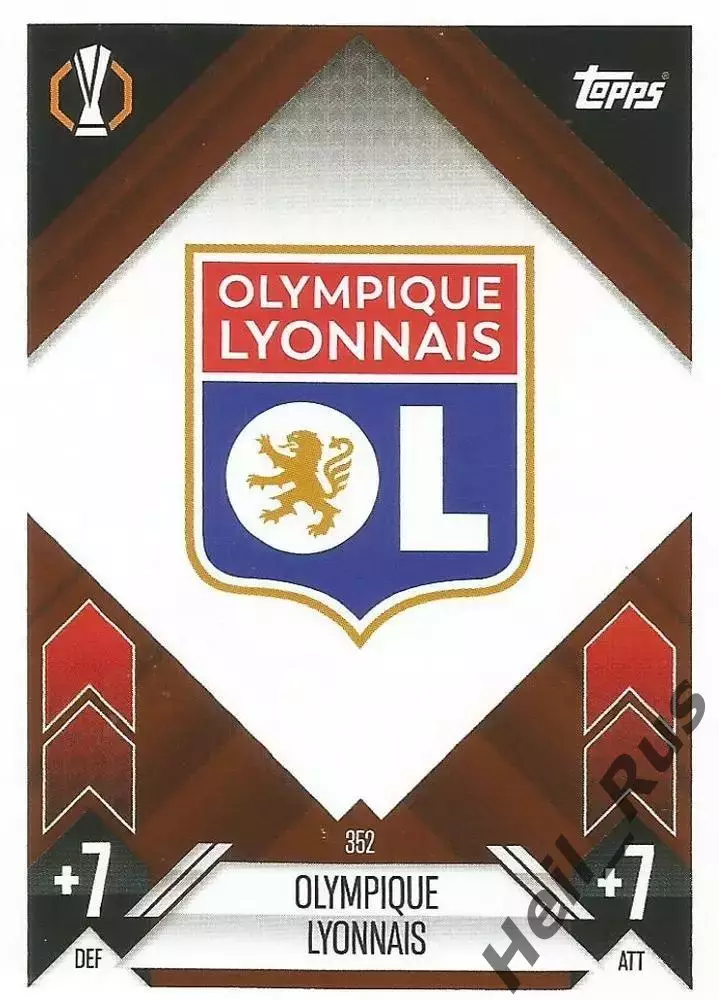 Футбол. Карточка Логотип/Эмблема Олимпик Лион Лига Европы 2024-25 TOPPS