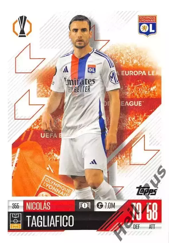 Футбол. Карточка Николас Тальяфико (Олимпик Лион/Аякс) Лига Европы 2024-25 TOPPS