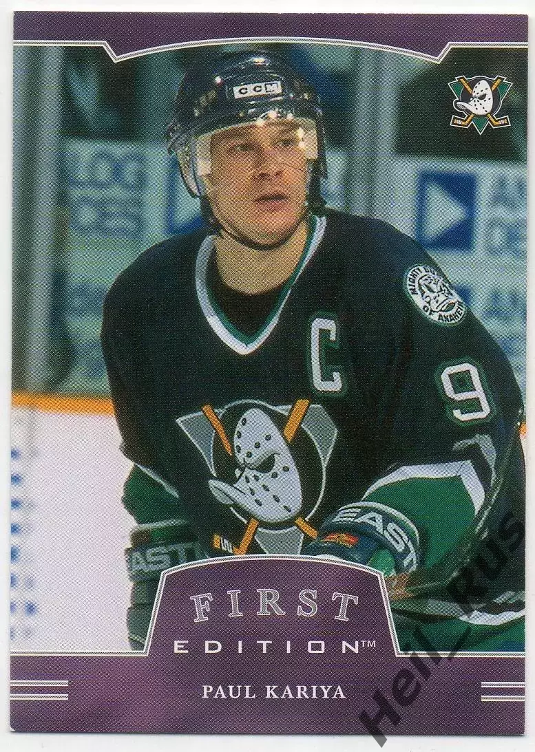 Хоккей; Карточка Paul Kariya/Пол Кария Anaheim Mighty Ducks/Анахайм Дакс НХЛ/NHL