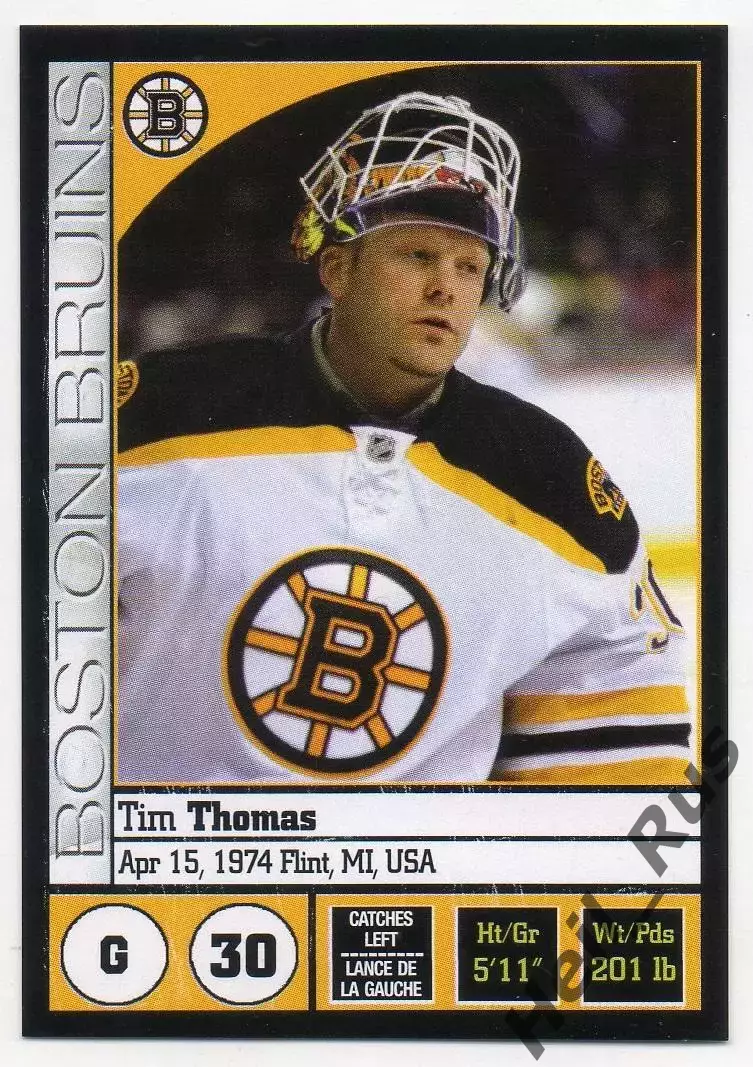 Хоккей. Наклейка Tim Thomas/Тим Томас Boston Bruins/Бостон Брюинз НХЛ/NHL Panini