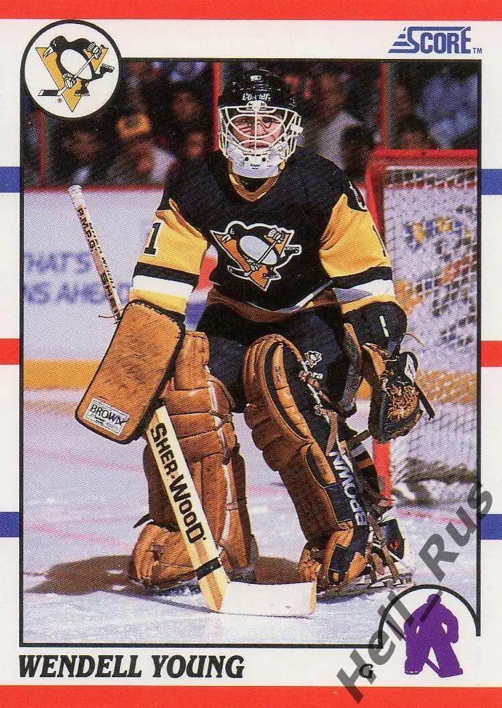 Хоккей. Карточка Wendell Young/Уэнделл Янг Pittsburgh Penguins/Питтсбург НХЛ/NHL