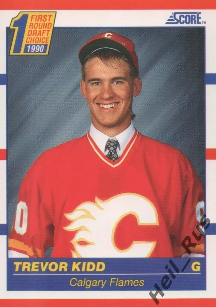 Хоккей; Карточка Trevor Kidd/Тревор Кидд (Calgary Flames/Калгари Флэймз) НХЛ/NHL