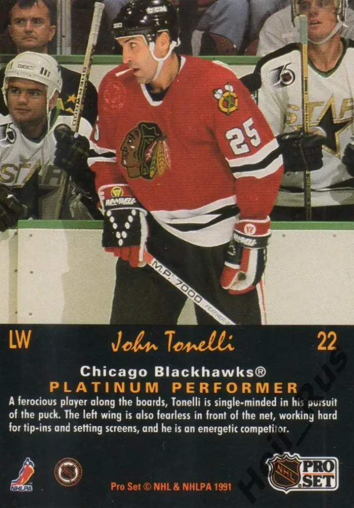 Хоккей. Карточка John Tonelli/Джон Тонелли (Chicago Blackhawks / Чикаго) НХЛ/NHL 1