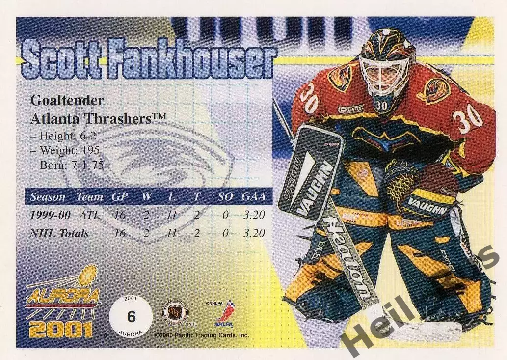 Карточка Scott Fankhouser/Скотт Фанкхаузер (Atlanta Thrashers/Атланта) НХЛ/NHL 1