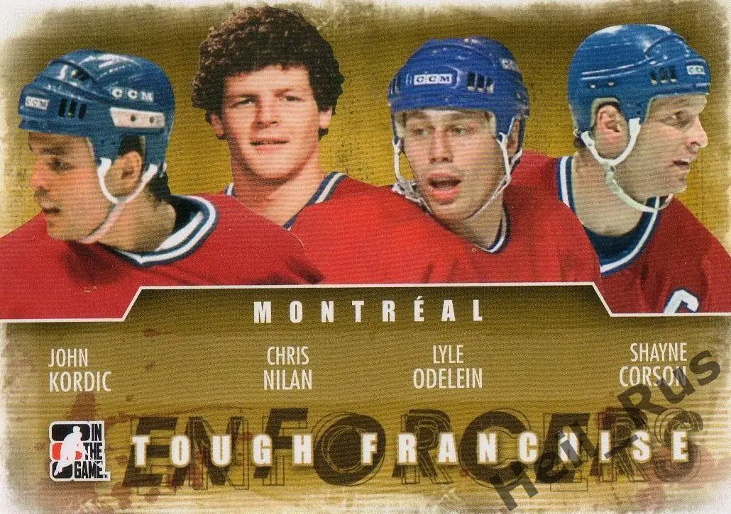 Карточка Montreal Canadiens/Монреаль Канадиенс Кордик/Нилан/Оделайн/Корсон НХЛ