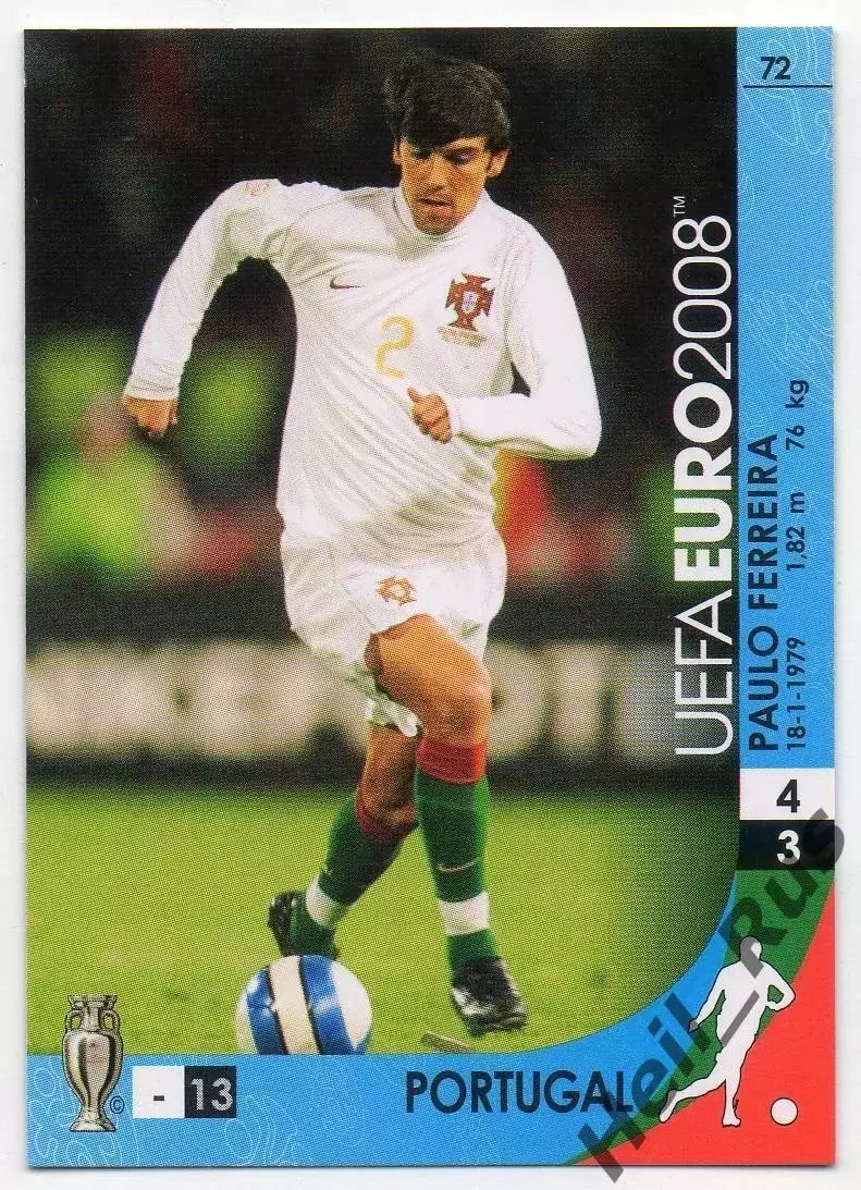 Футбол Карточка Paulo Ferreira/Паулу Феррейра (Португалия, Челси) Euro/Евро 2008