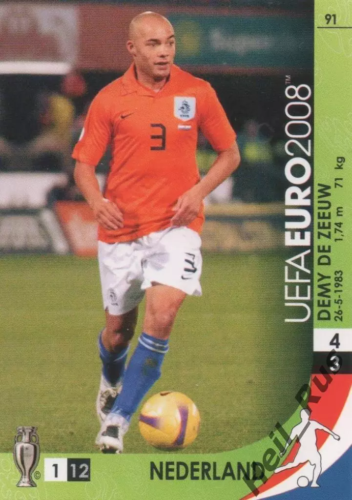 Футбол. Карточка Деми де Зеув (Нидерланды, Спартак, Аякс) Euro/Евро 2008 Panini