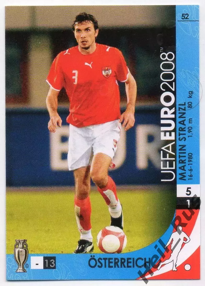 Футбол. Карточка Мартин Штранцль Австрия/Спартак/Штутгарт Euro/Евро 2008 Panini