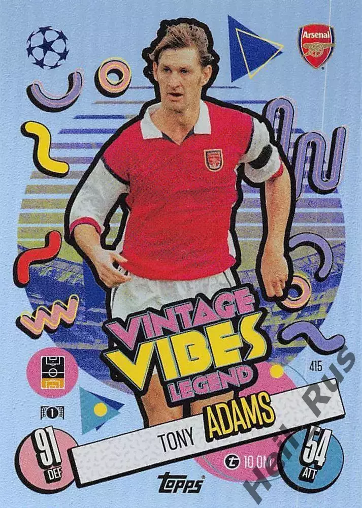 Футбол. Карточка Тони Адамс (Арсенал Лондон/Англия) Лига Чемпионов 2024-25 TOPPS
