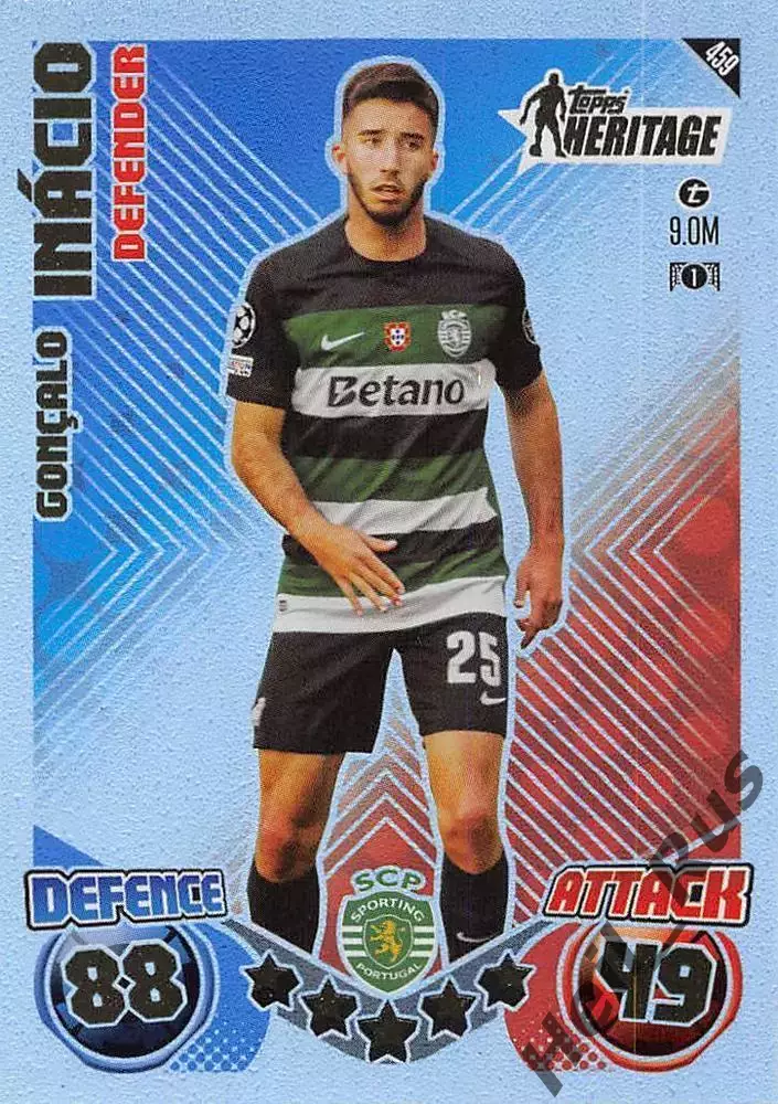 Футбол. Карточка Гонсалу Инасиу (Спортинг Лиссабон) Лига Чемпионов 2024-25 TOPPS