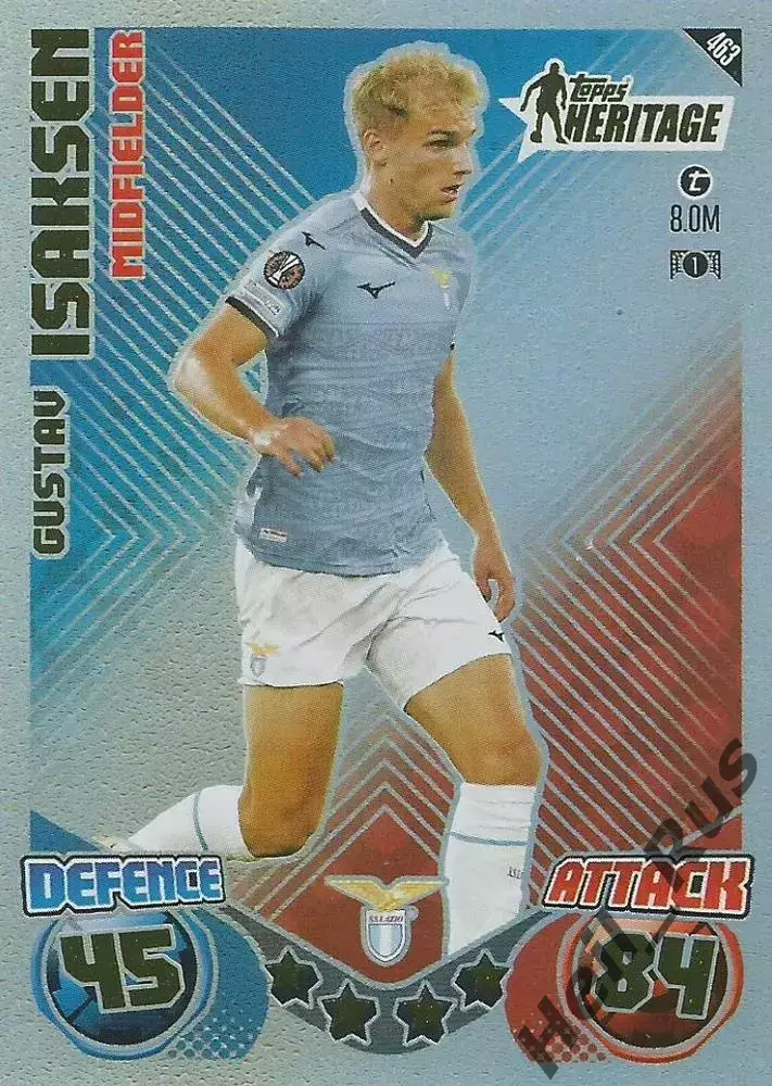 Футбол. Карточка Gustav Isaksen/Густав Исаксен (Лацио) Лига Европы 2024-25 TOPPS