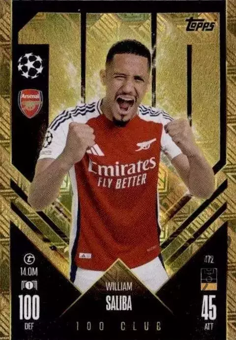 Футбол. Карточка Вильям Салиба (Арсенал Лондон) Лига Чемпионов 2024-25 TOPPS