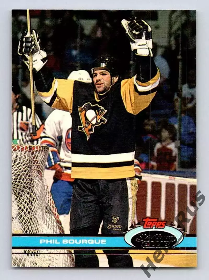Карточка Phil Bourque/Фил Бурк (Pittsburgh Penguins/Питтсбург Пингвинз) НХЛ/NHL