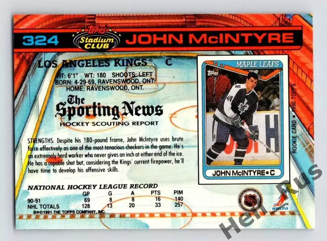 Карточка McIntyre/Джон Макинтайр (Los Angeles Kings/Лос-Анджелес Кингз) НХЛ/NHL 1