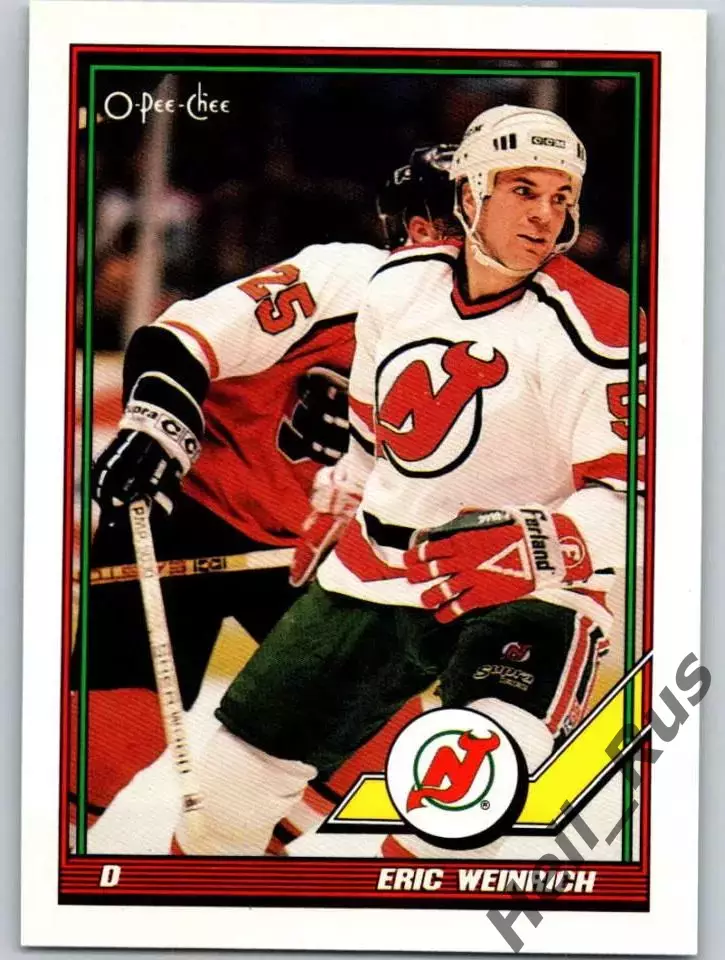 Карточка Eric Weinrich/Эрик Вайнрих New Jersey Devils/Нью-Джерси Девилз; НХЛ/NHL