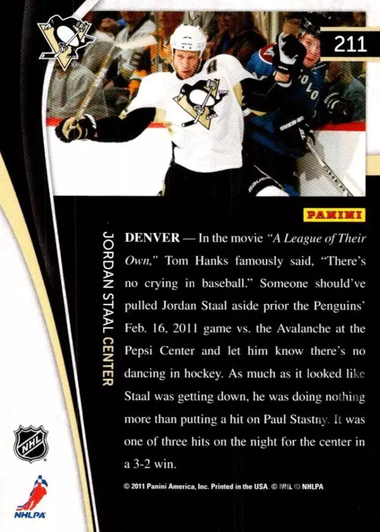 Хоккей Карточка Jordan Staal/Джордан Стаал Pittsburgh Penguins/Питтсбург NHL/НХЛ 1
