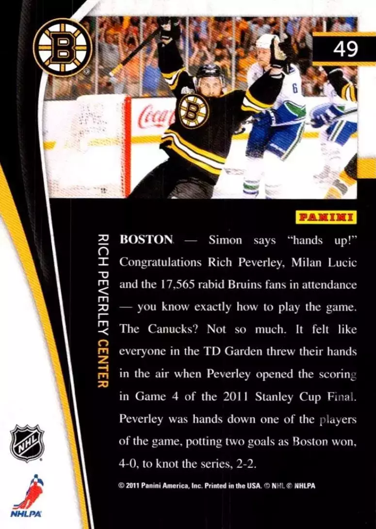 Хоккей. Карточка Rich Peverley/Рич Певерли (Boston Bruins/Бостон Брюинз) НХЛ/NHL 1