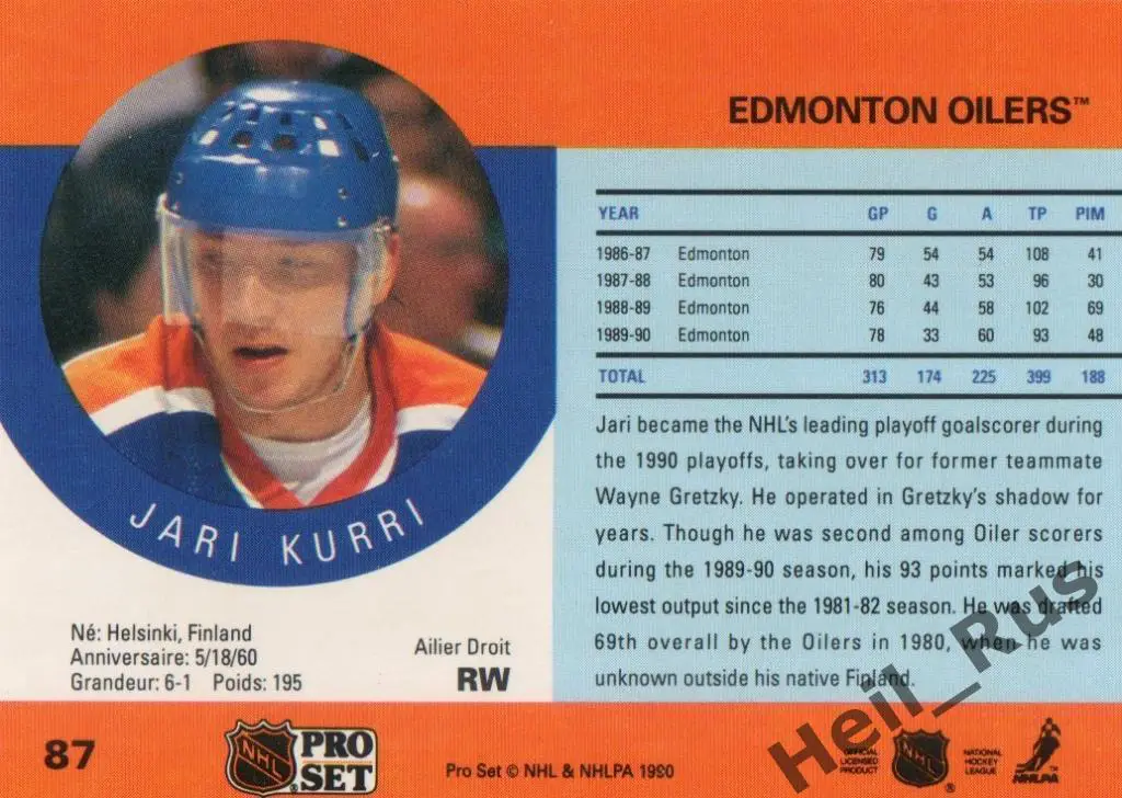 Хоккей Карточка Яри Курри (Edmonton Oilers/Эдмонтон Ойлерз, Йокерит) НХЛ/NHL/КХЛ 1