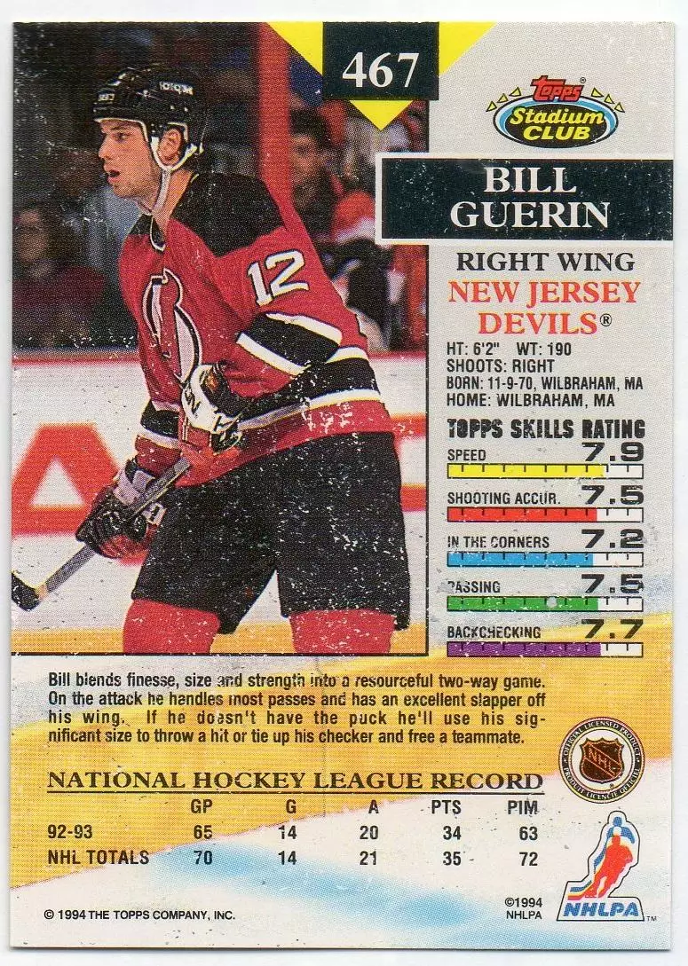Хоккей. Карточка Bill Guerin/Билл Герин (New Jersey Devils / Нью-Джерси) НХЛ/NHL 1