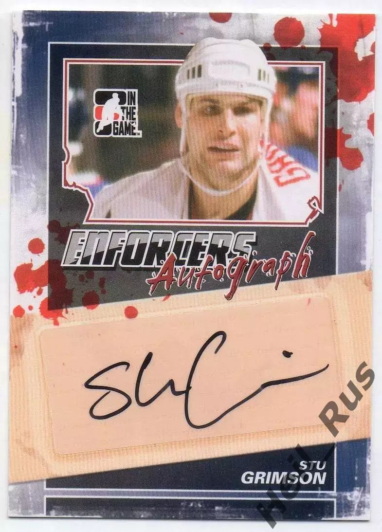 Хоккей. Карточка автограф Stu Grimson/Стю Гримсон (Каролина Харрикейнз) НХЛ/NHL