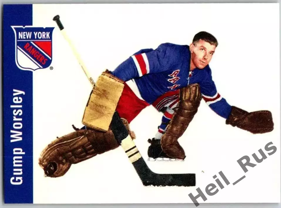 Карточка Gump Worsley/Гамп Уорсли (New York Rangers/Нью-Йорк Рейнджерс) НХЛ/NHL