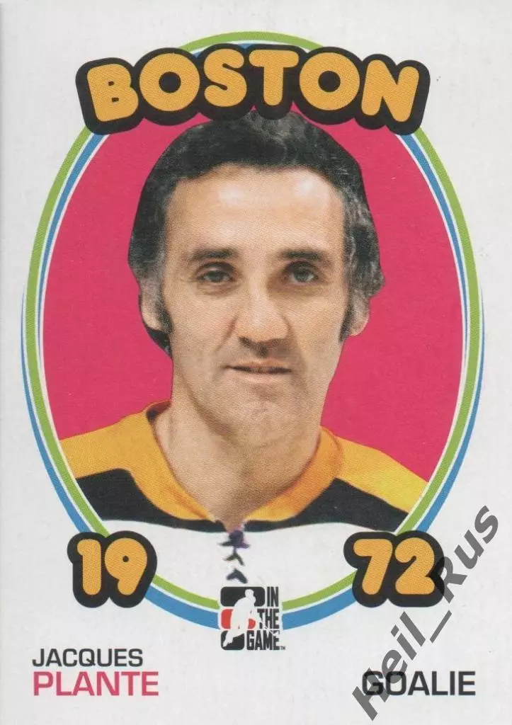 Хоккей. Карточка Jacques Plante/Жак Плант (Boston Bruins/Бостон Брюинз) НХЛ/NHL