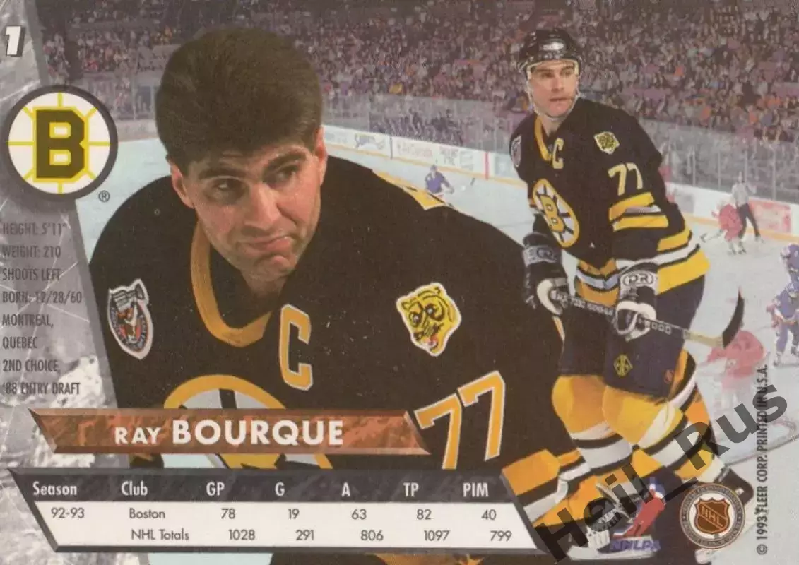 Хоккей Карточка Ray Bourque/Рэй Бурк Boston Bruins/Бостон Брюинз НХЛ/NHL 1993/94 1