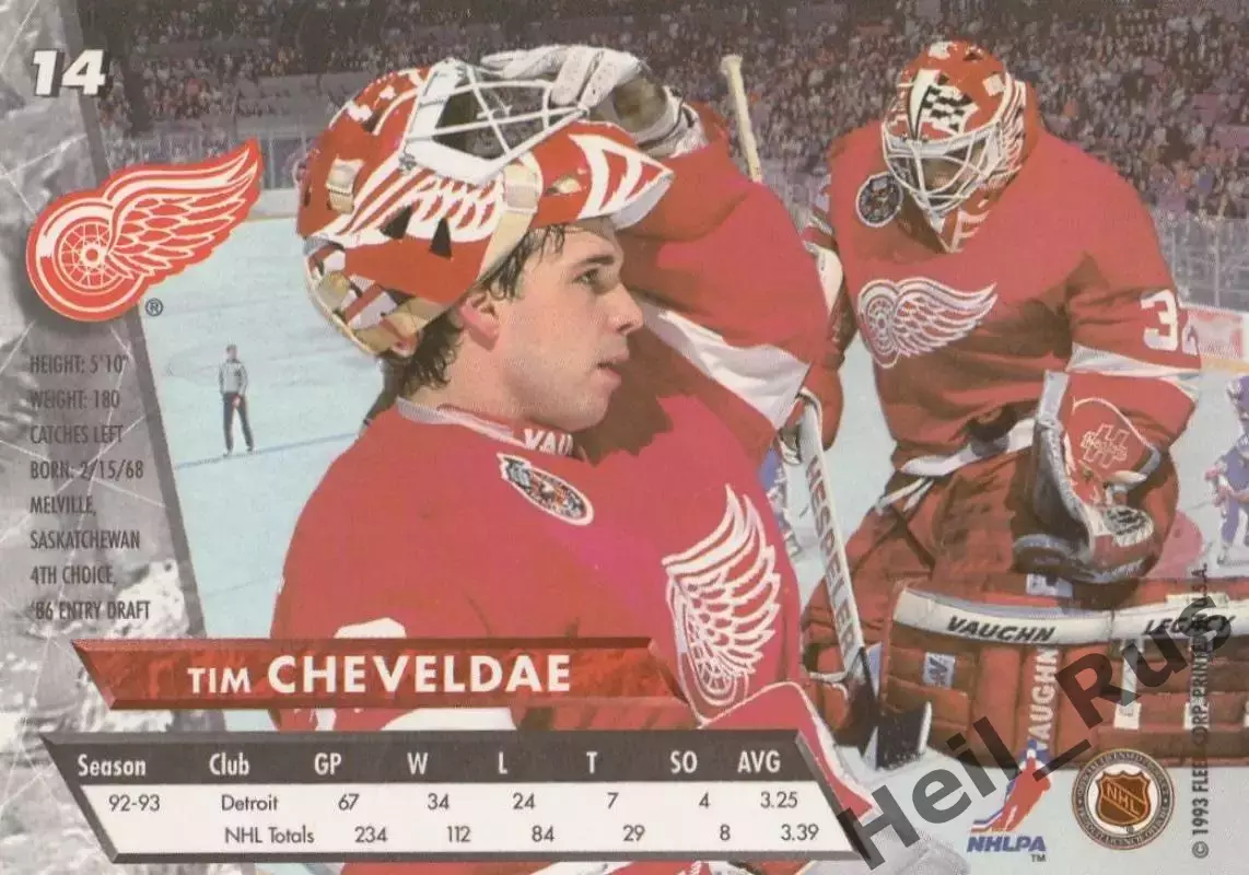 Карточка Tim Cheveldae/Тим Шевалдэ (Detroit Red Wings/Детройт Ред Уингз) NHL/НХЛ 1