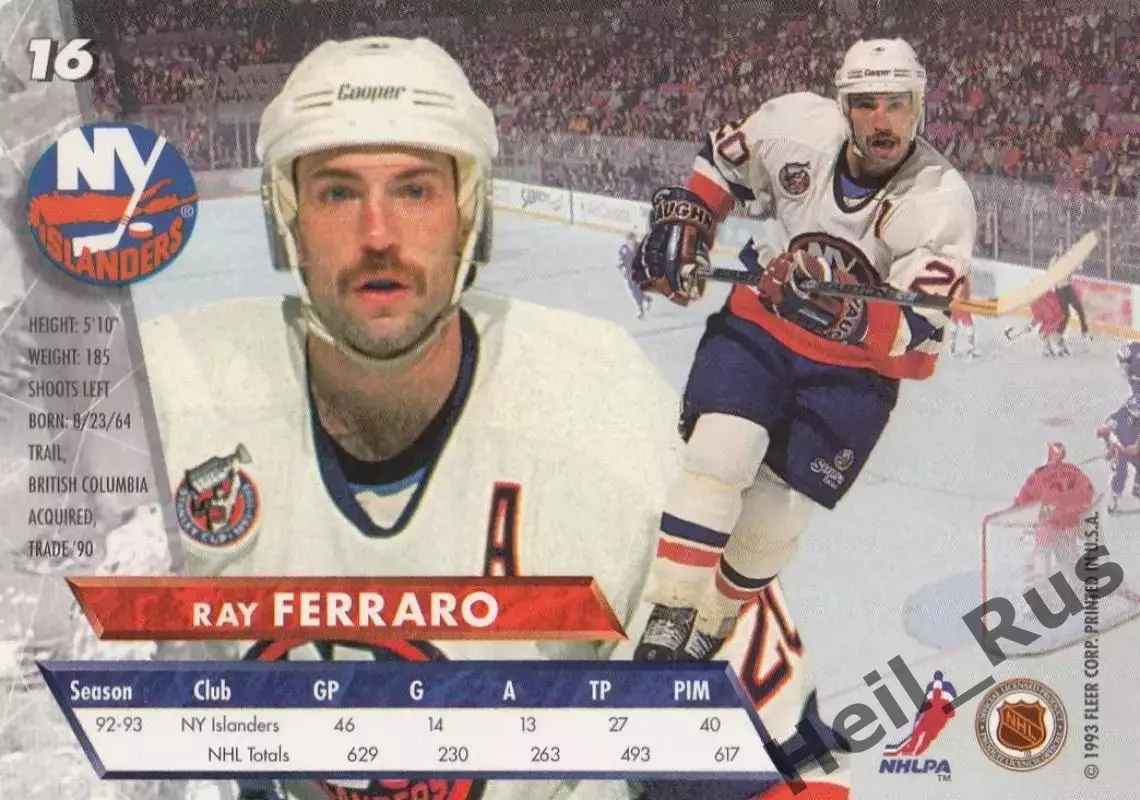 Карточка Ray Ferraro/Рэй Ферраро (New York Islanders/Нью-Йорк Айлендерс) NHL/НХЛ 1