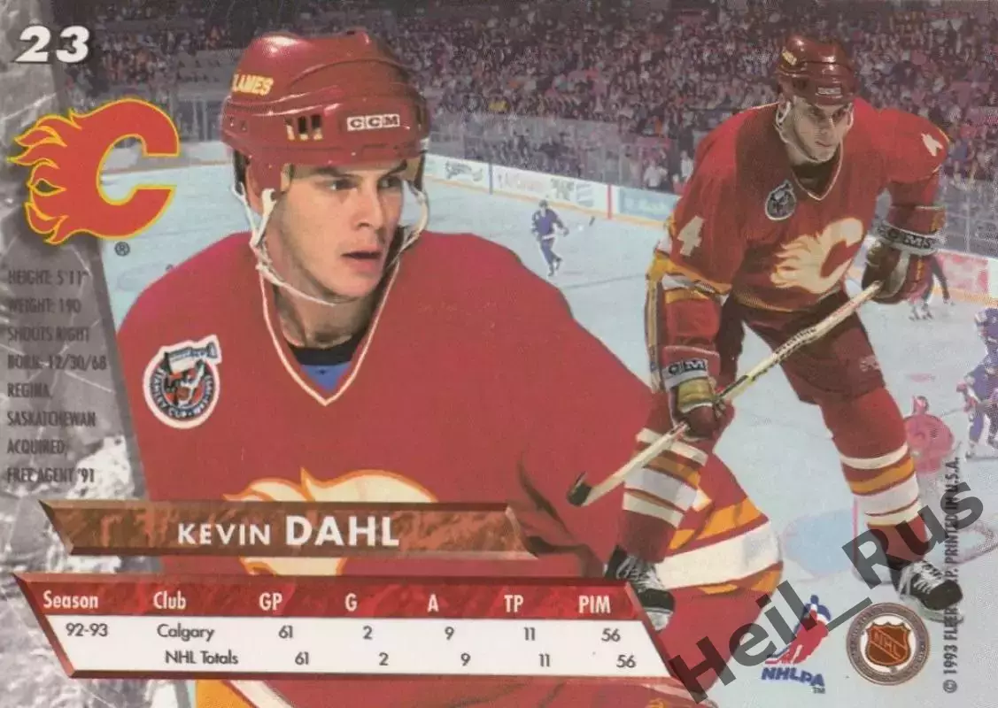 Хоккей. Карточка Kevin Dahl/Кевин Даль (Calgary Flames/Калгари Флэймз) НХЛ/NHL 1