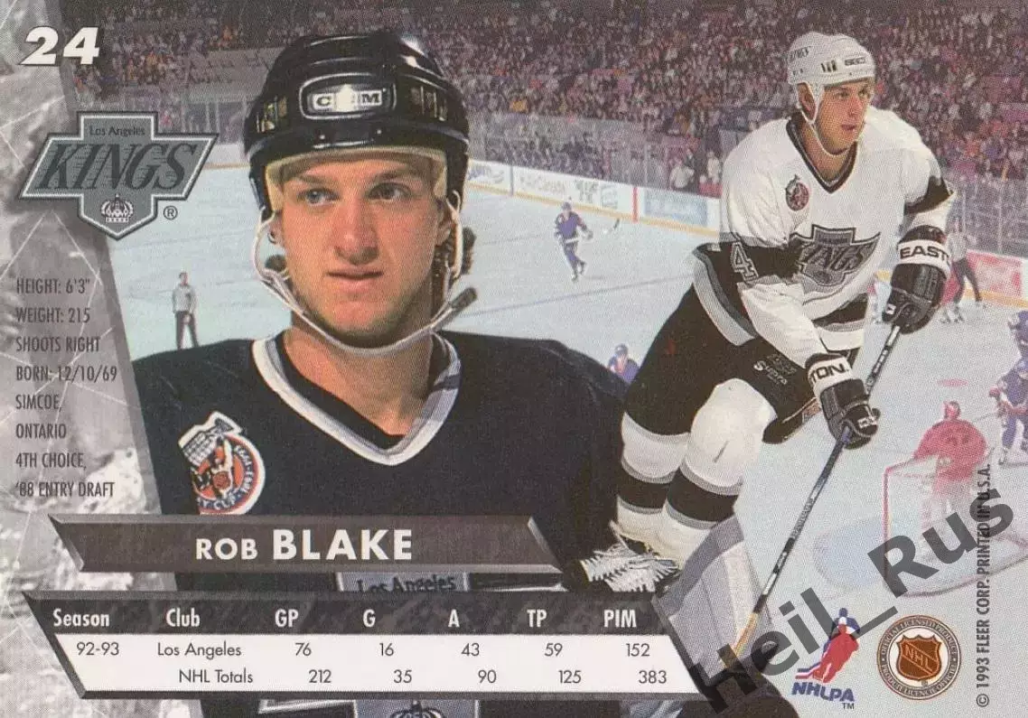Хоккей Карточка Rob Blake/Роб Блейк Los Angeles Kings/Лос-Анджелес Кингз НХЛ NHL 1