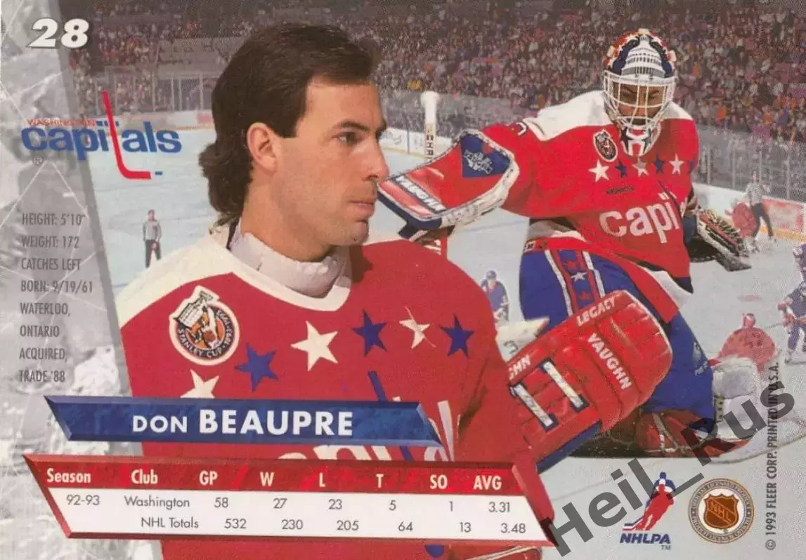 Карточка Don Beaupre/Дон Бопре (Washington Capitals/Вашингтон Кэпиталз) НХЛ/NHL 1