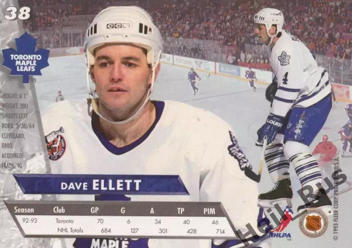 Карточка Dave Ellett/Дэвид Эллетт Toronto Maple Leafs/Торонто Мейпл Лифс НХЛ NHL 1