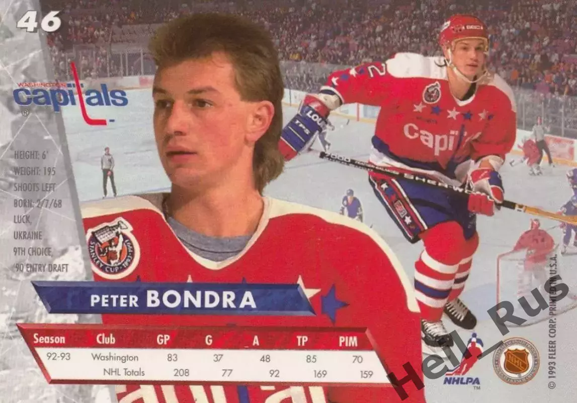 Карточка P. Bondra/Петер Бондра (Washington Capitals/Вашингтон Кэпиталз) NHL/НХЛ 1