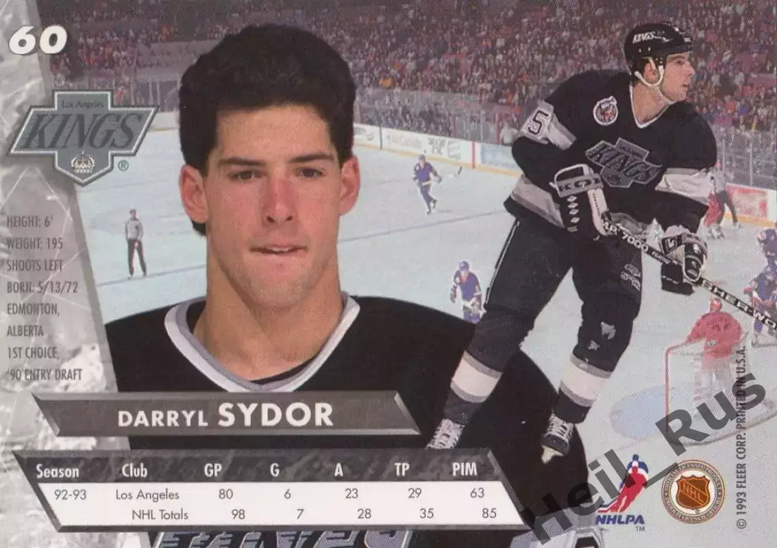 Карточка Darryl Sydor/Дэррил Сидор Los Angeles Kings/Лос-Анджелес Кингз, НХЛ/NHL 1