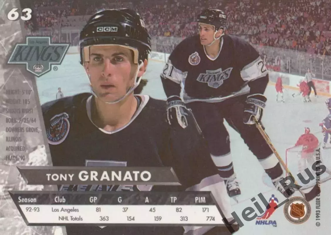 Карточка Tony Granato/Тони Гранато Los Angeles Kings/Лос-Анджелес Кингз NHL/НХЛ 1
