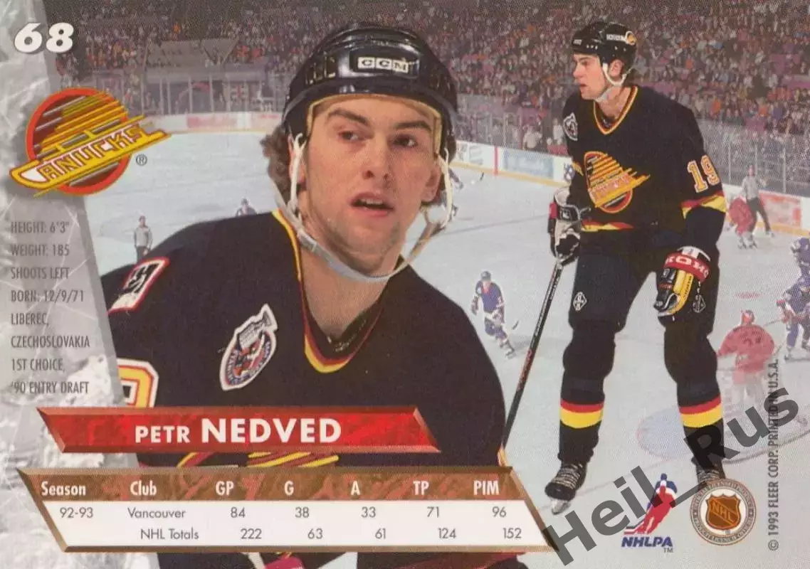 Карточка Petr Nedved / Петр Недвед (Vancouver Canucks/Ванкувер Кэнакс) NHL/НХЛ 1
