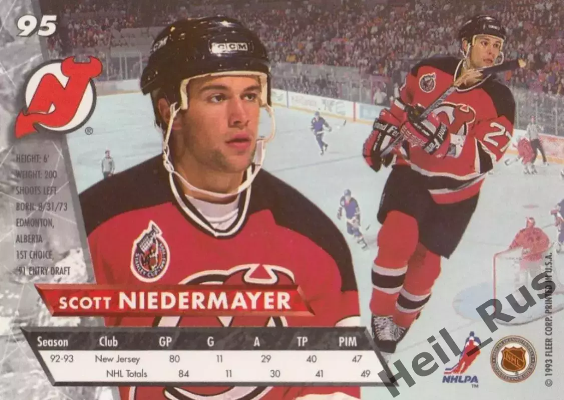Карточка Scott Niedermayer/Скотт Нидермайер New Jersey Devils/Нью-Джерси NHL/НХЛ 1