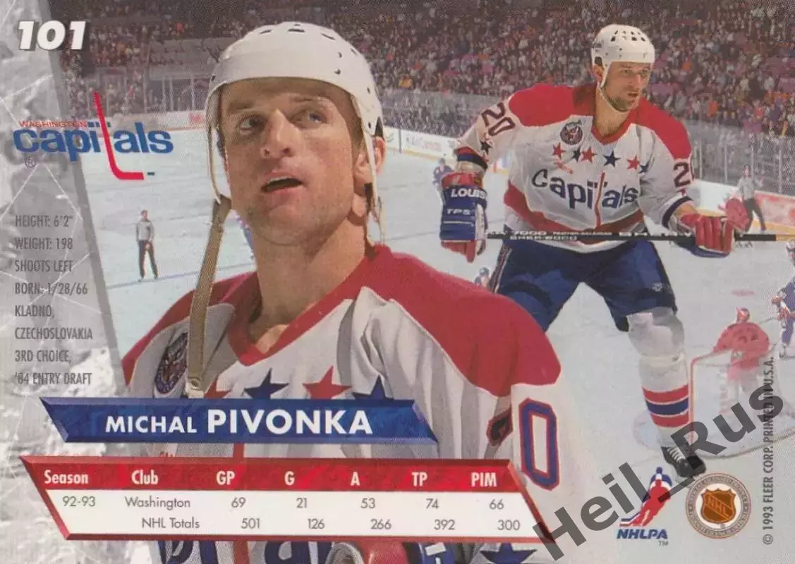 Карточка Michal Pivonka/Михал Пивонька (Washington Capitals / Вашингтон) НХЛ/NHL 1