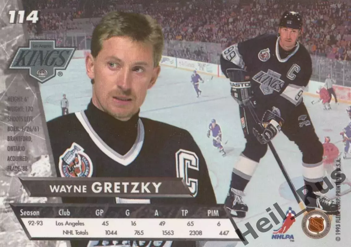Карточка Wayne Gretzky/Уэйн Гретцки Los Angeles Kings/Лос Анджелес Кингз НХЛ/NHL 1