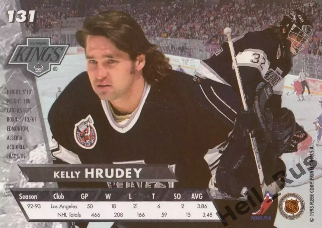 Карточка Kelly Hrudey/Келли Хруди (Los Angeles Kings/Лос-Анджелес Кингз) НХЛ NHL 1
